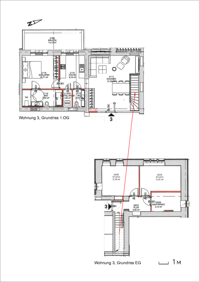 Fertiggestellte Wohnungen in Dahlem - Erstbezug, Altbau mit Aufzug - 2024-03-26 Grundriss W03