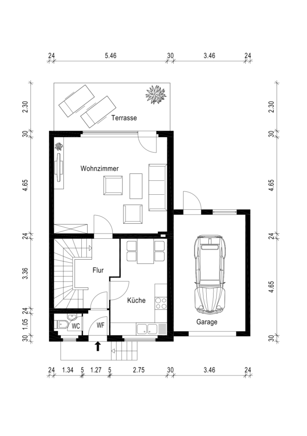 Familienparadies auf drei Etagen: ca. 107 m² Doppelhaushälfte mit privatem Garten in Hermsdorf - Erdgeschoss