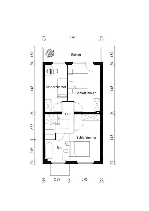 Familienparadies auf drei Etagen: ca. 107 m² Doppelhaushälfte mit privatem Garten in Hermsdorf - Obergeschoss