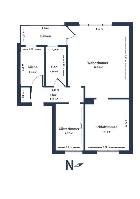 Neues Zuhause, neue Möglichkeiten: Erstbezug nach Sanierung - 3-Zimmer-Wohnung im Westen von Berlin - Grundriss