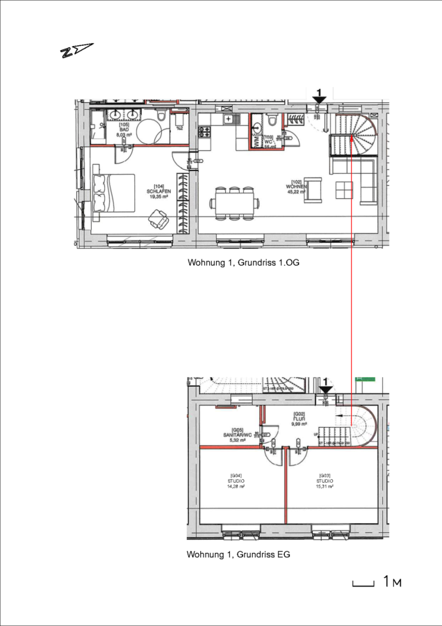 Fertiggestellte Wohnungen in Dahlem - Erstbezug, Altbau mit Aufzug - 2024-03-26 Grundriss W01